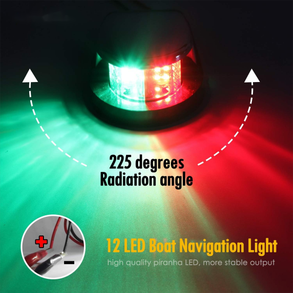 Boat Marine LED Navigation Lights Lamps，Front Boat Bow Stern for Small Boat Pontoon Yacht Skeeter