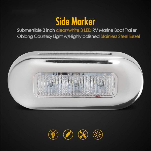 Oblong Courtesy Light Marine Boat Deck Transom Stern LED Light for Yacht Pontoon Fishing Boat Kayak Sailboat, Sealed Boat Cabin Lights