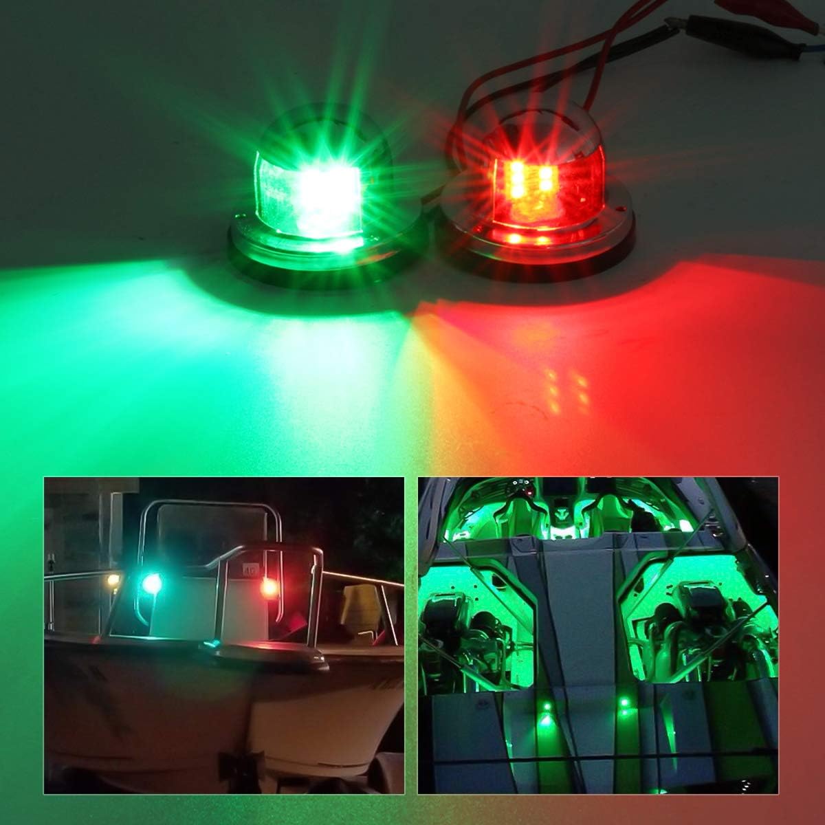 Round Marine Boat Light Red Green LED Bow Navigation Lights Deck Side Port Starboard Lights Sailing Signal Light