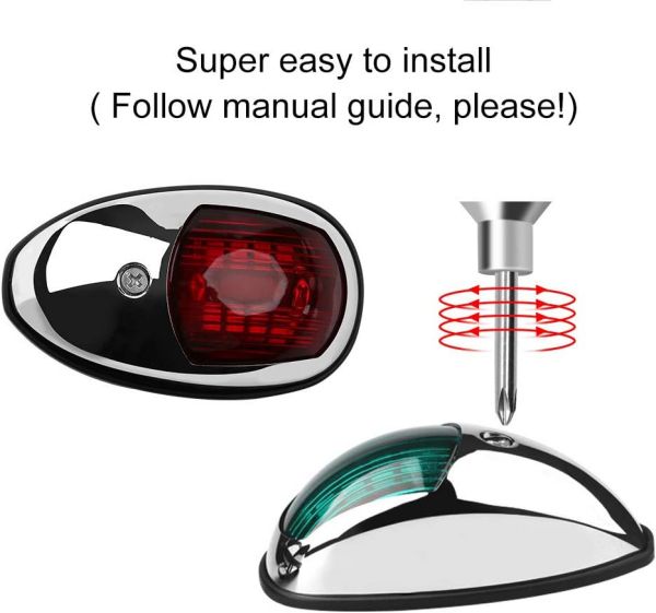 Boat Navigation Lights, Led Boat Lights Bow and Stern, Vertical Mount Red and Green Marine Navigation Lights