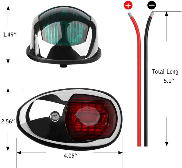 Boat Navigation Lights, Led Boat Lights Bow and Stern, Vertical Mount Red and Green Marine Navigation Lights