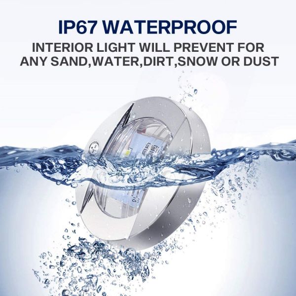 3" Inch Round Chrome Marine Boat Lights LED Transom Mount Stern Anchor Navigation Lights IP67 Waterproof, Boat LED Stern Lights