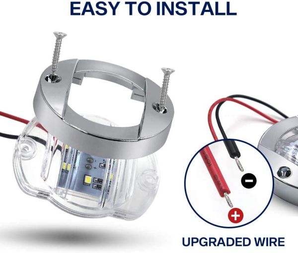 3" Inch Round Chrome Marine Boat Lights LED Transom Mount Stern Anchor Navigation Lights IP67 Waterproof, Boat LED Stern Lights