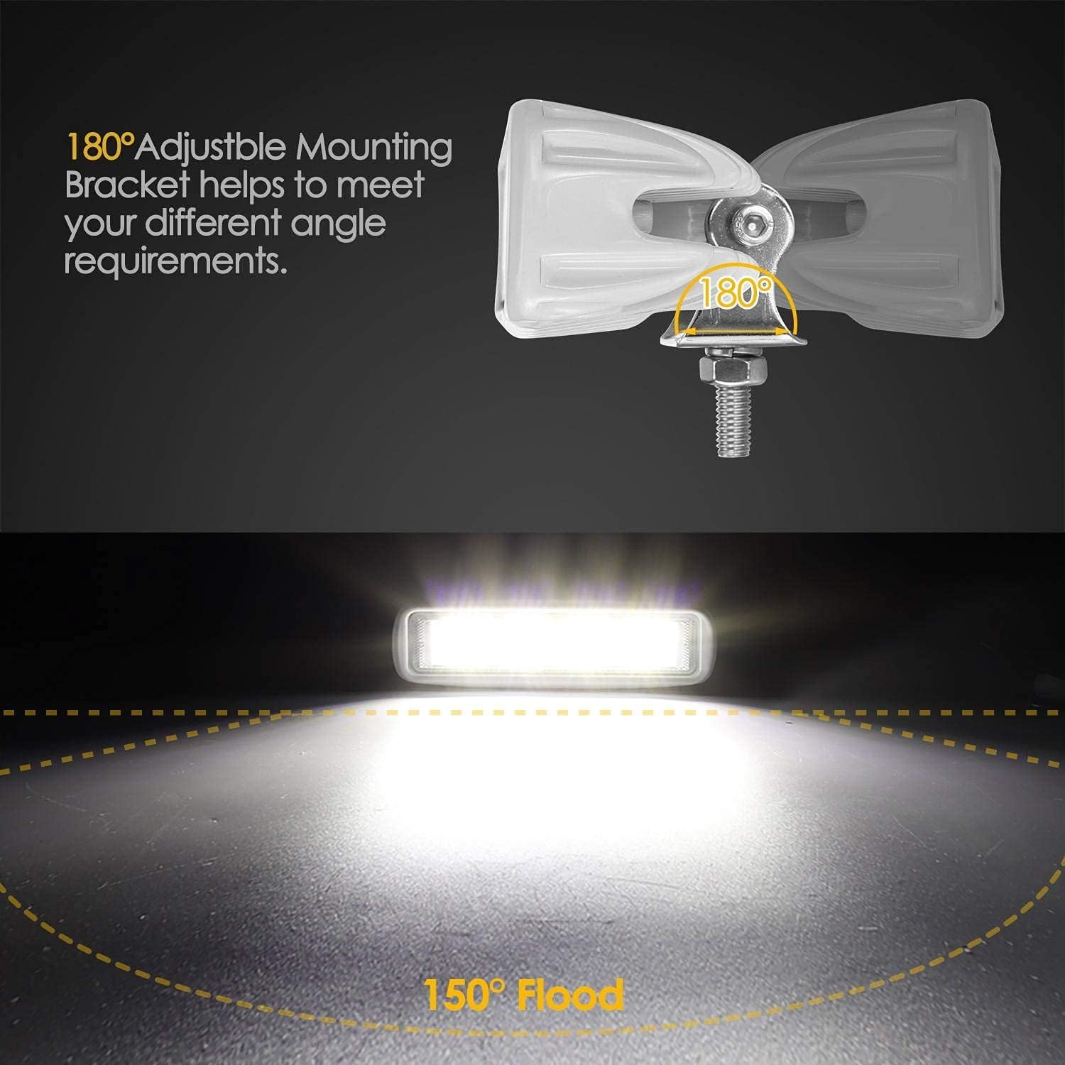 6.3 inch 36W Waterproof Led Boat Lights White Beam IP67 Waterproof Deck Dock Marine Light 4000LMS 150°Flood Light