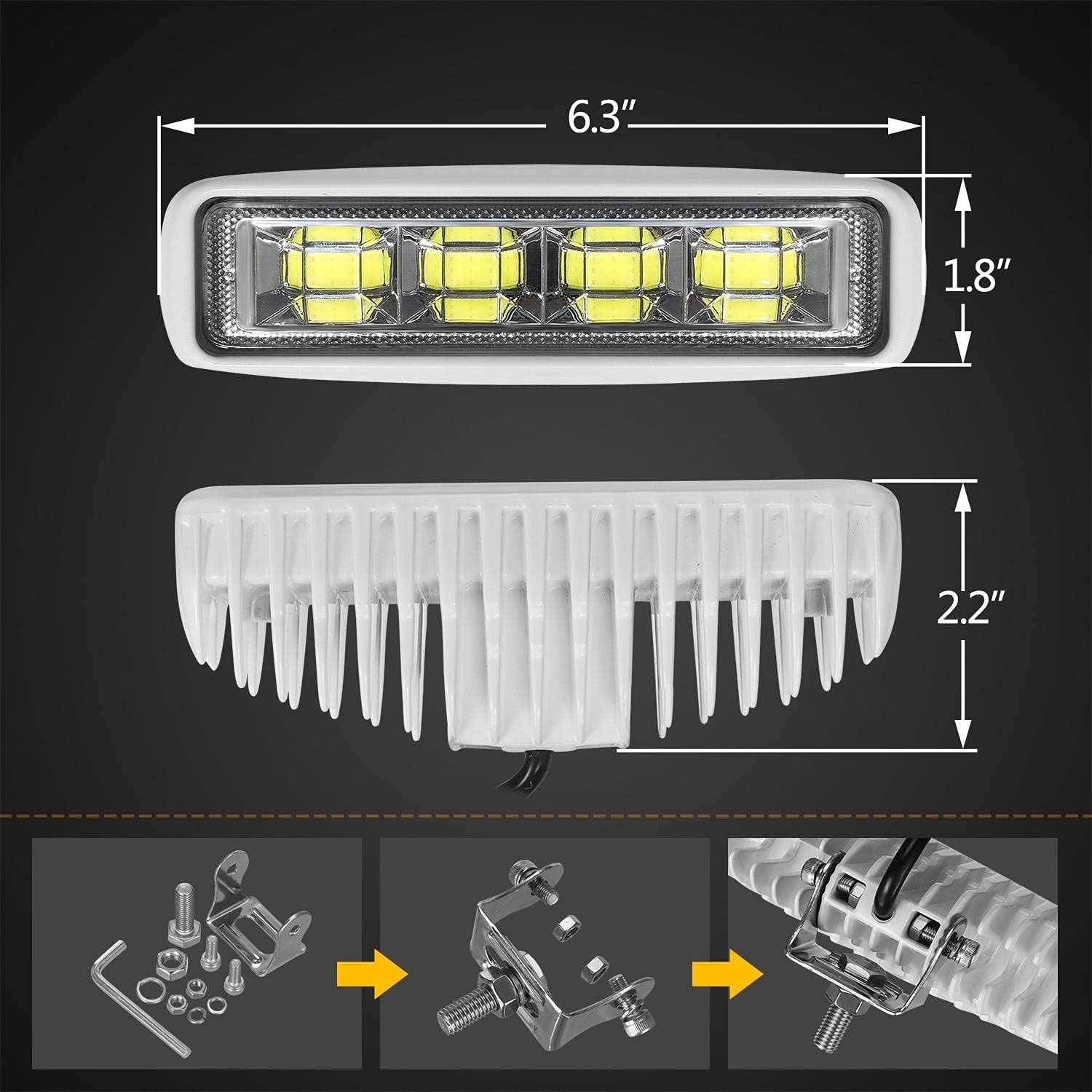 6.3 inch 36W Waterproof Led Boat Lights White Beam IP67 Waterproof Deck Dock Marine Light 4000LMS 150°Flood Light