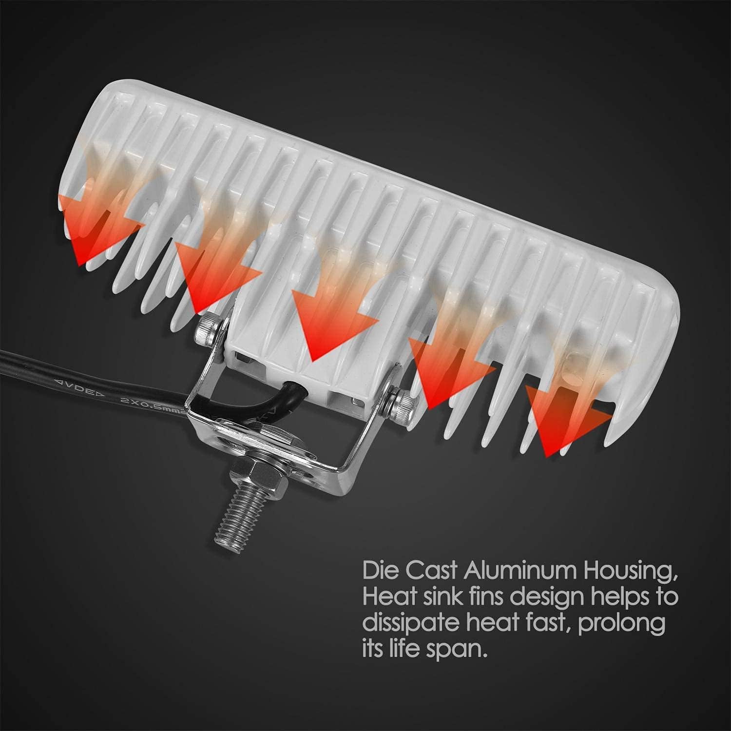 6.3inch Exzeit Waterproof Led Marine Boat Lights, 36W Deck/Dock Marine Lights 4000LMS 120°Flood Light,  12/24 V Led Light Bar