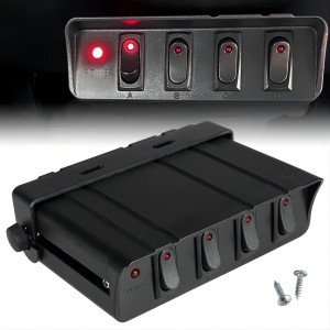 4 Gang Rocker Switch Box SPST Toggle Switch Panel for Automotive Cars Truck Vehicles Kayak Pontoon Boat RVs Campers SUV 12V 24V 20A dc Switch Panel 60Amp Max