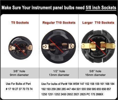 T10 Light Bulb Twist Lock Socket W5W 168 194 Wedge Instrument Panel Dash Light Gauge Cluster Bulbs Base Sockets Extension Parts