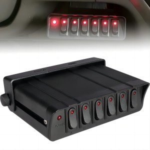 6 Gang Rocker Switch Box 60 Amp Max 12 AWG Wires 12/24 Volt DC Switch SPST On/Off Rocker Toggle Switch Panel for Auto Automotive Light Bar Car Marine Boat Truck Kayak Pontoon Boat Vehicles