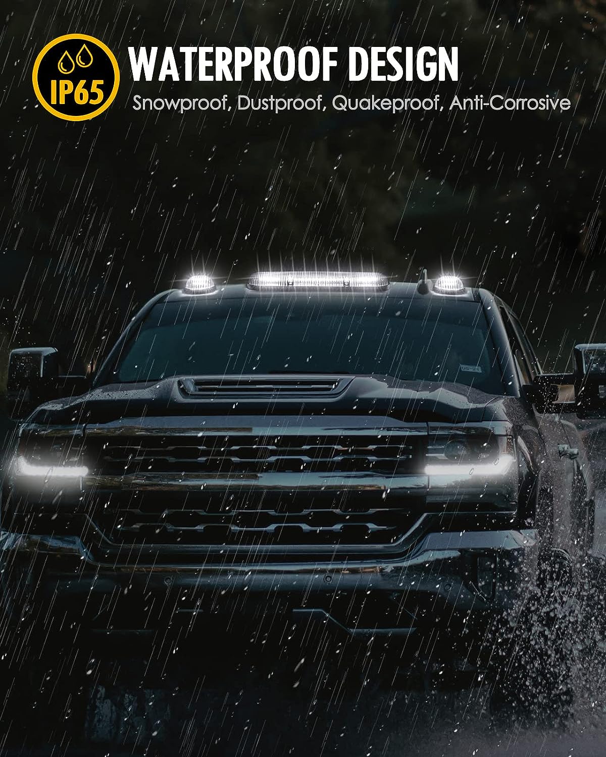 Smoke Cover Lens Cab Marker Roof Running Top Lights Assembly with Silverado/Sierra 1500 1500HD 2500 2500HD 3500 2002-2007 Truck