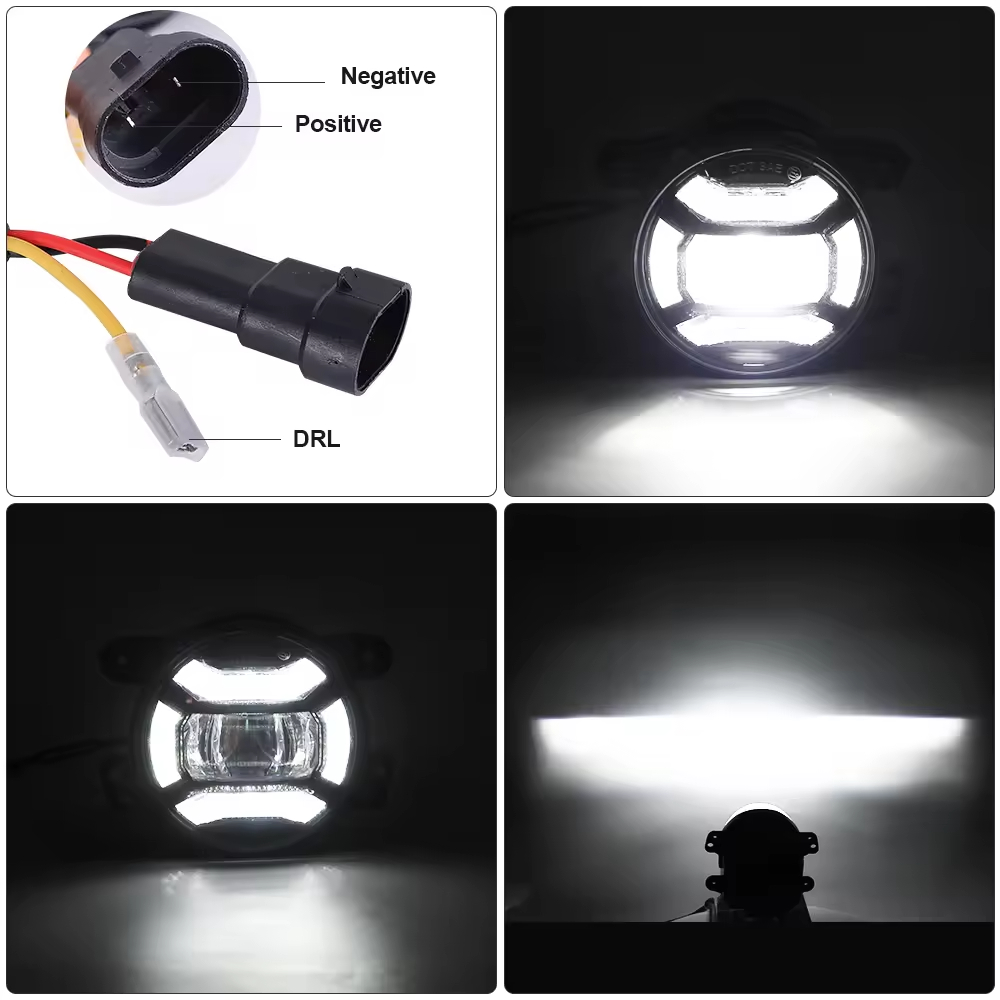 4 Inch Round Led Fog Lights for car White Halo DRL 30W Driving Fog Lamp Off-Road Kit For Jeep Wrangler JK 2007-2018