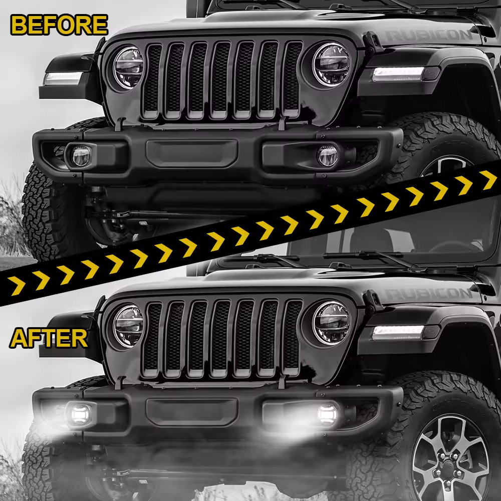 4 Inch Round Led Fog Lights for car White Halo DRL 30W Driving Fog Lamp Off-Road Kit For Jeep Wrangler JK 2007-2018