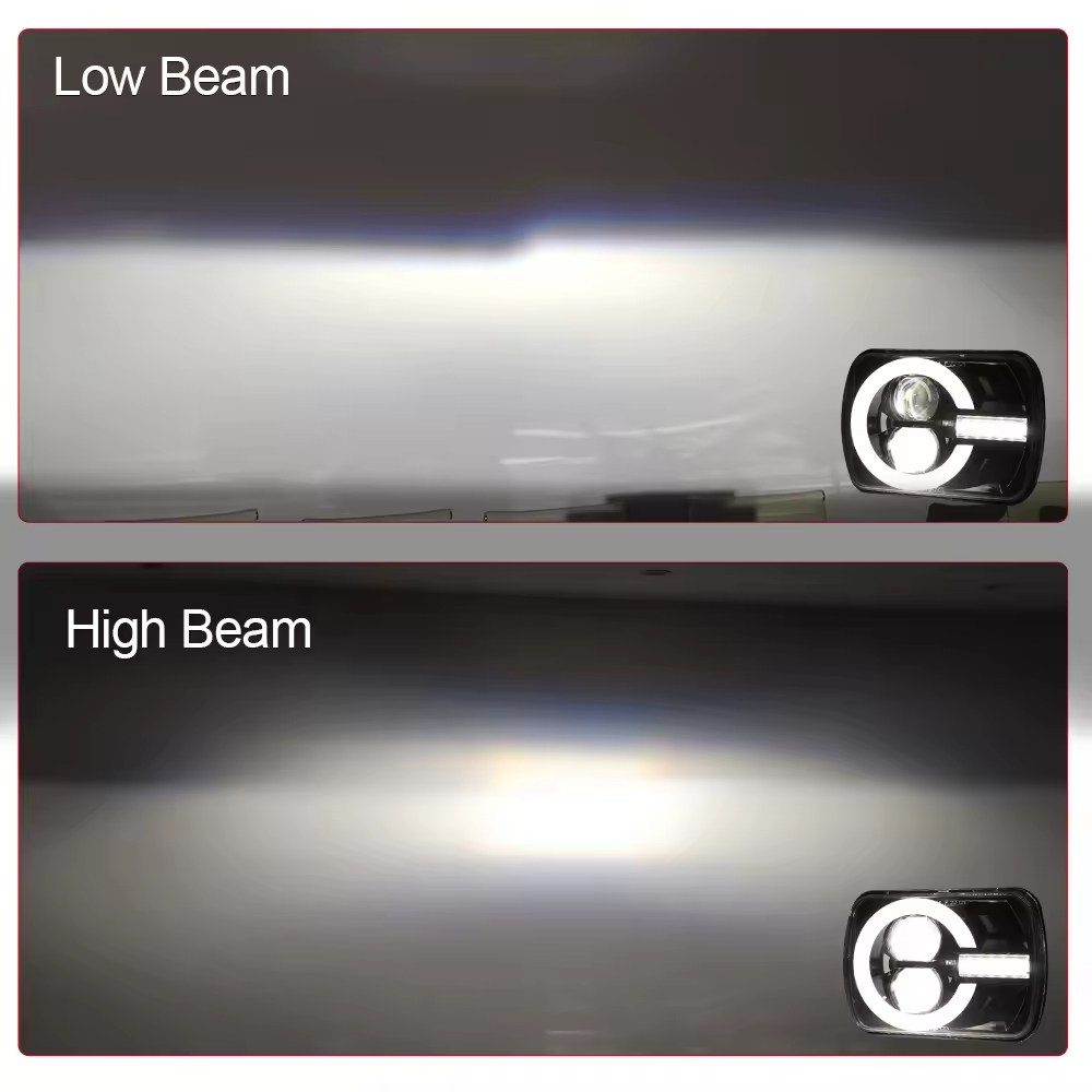 90W DOT 5X7 inch Square Headlight With DRL Yellow Turn Signals 7x5'' LED Headlamp For Jeep Cherokee XJ & Wrangler YJ