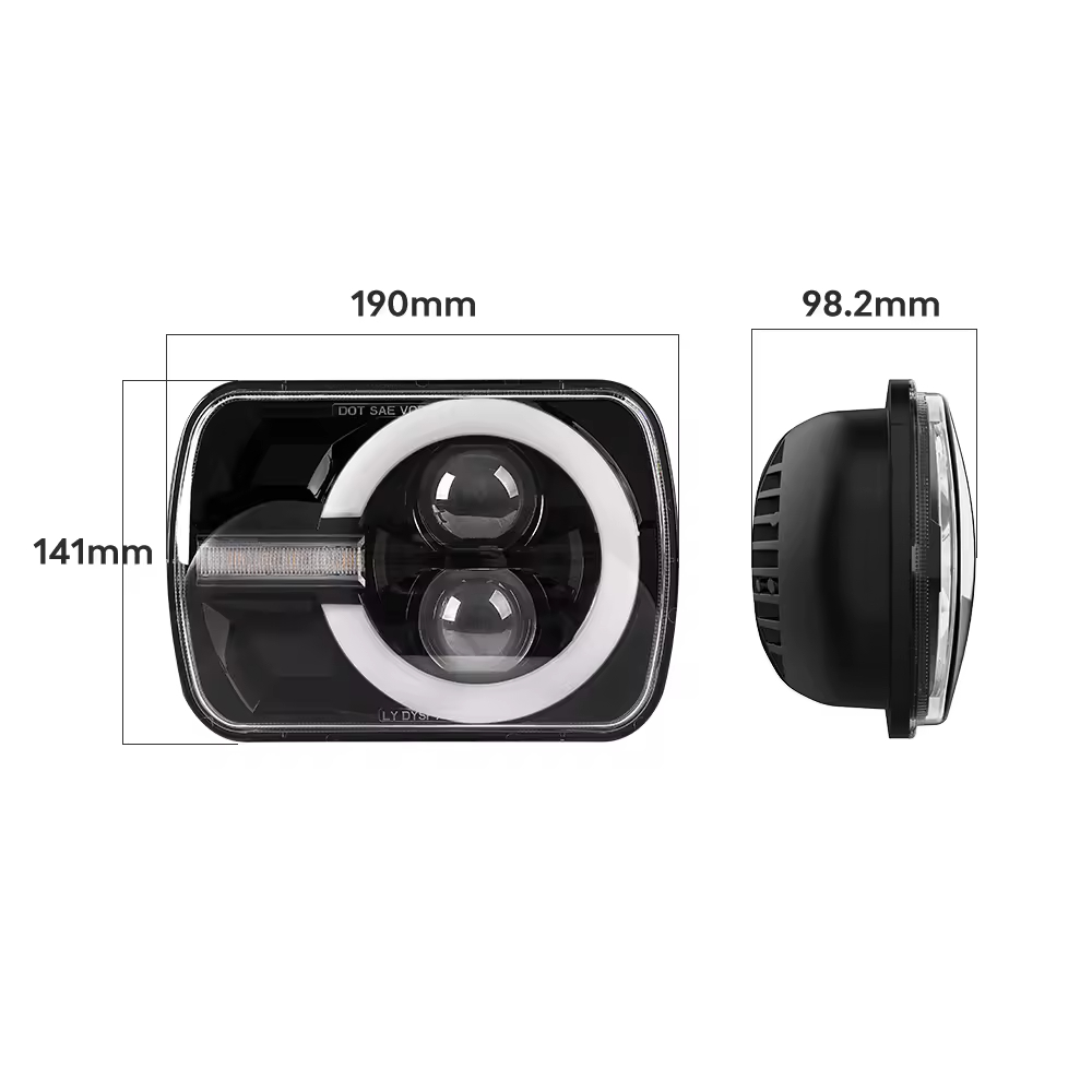 90W DOT 5X7 inch Square Headlight With DRL Yellow Turn Signals 7x5'' LED Headlamp For Jeep Cherokee XJ & Wrangler YJ