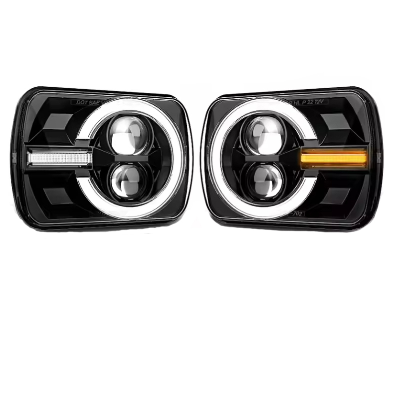 90W DOT 5X7 inch Square Headlight With DRL Yellow Turn Signals 7x5'' LED Headlamp For Jeep Cherokee XJ & Wrangler YJ