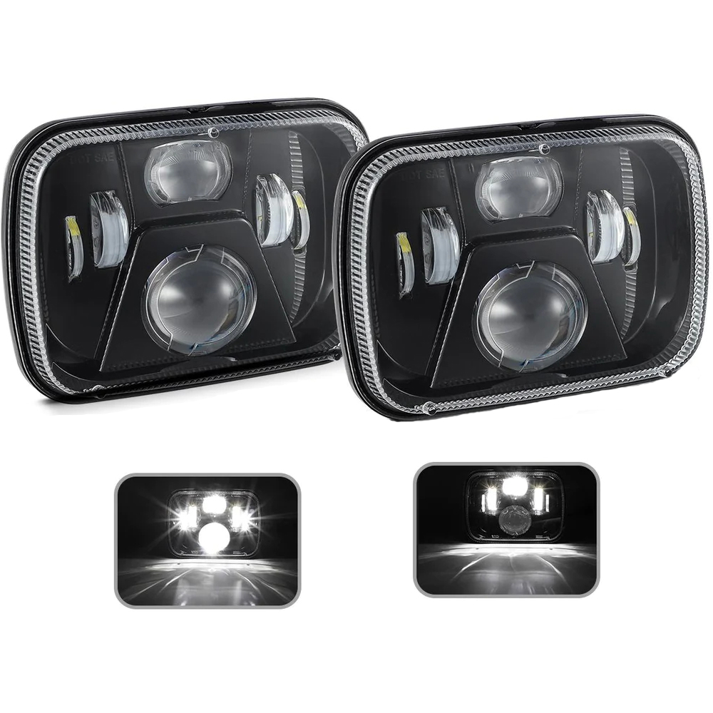 New 110W 5x7 Inch Led Headlights 7x6 LED Headlamp DOT Approved with High Low Beam H6054 6054 Led Headlight Compatible with Jeep YJ Cherokee XJ H5054 H6054LL 6052 6053(Pair)