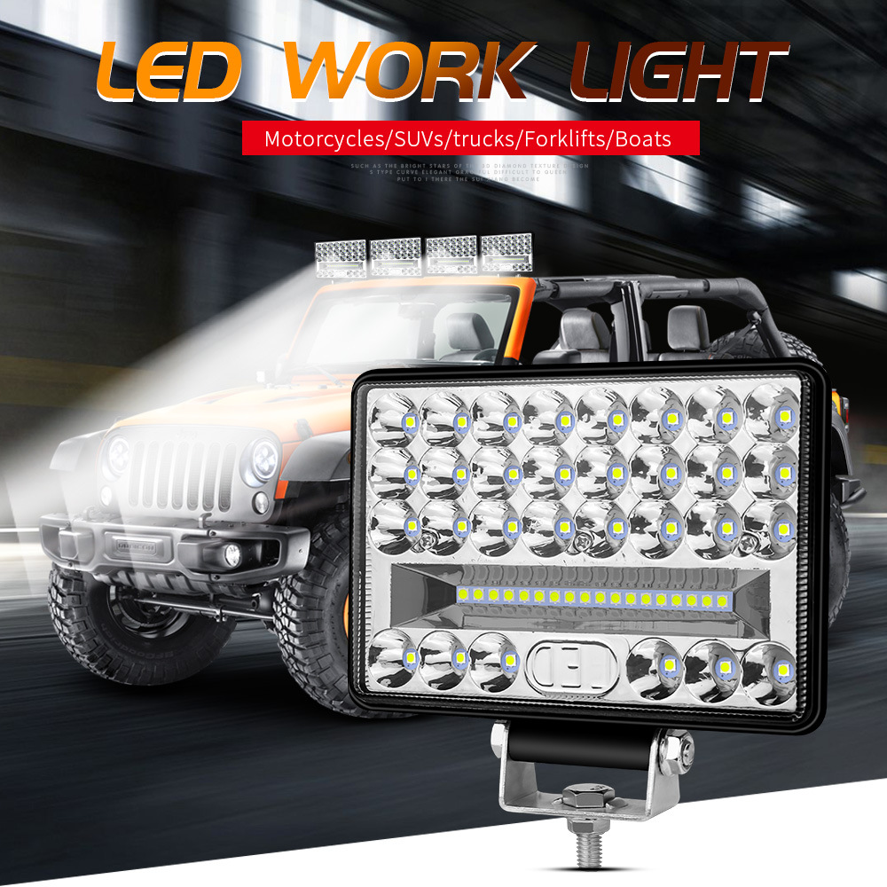 5 Inch 144W 48 led square work light for Automobiles, Motorcycles, Off-Road Vehicles, Trucks, Forklifts, ATVs, Construction Vehicles, Boats