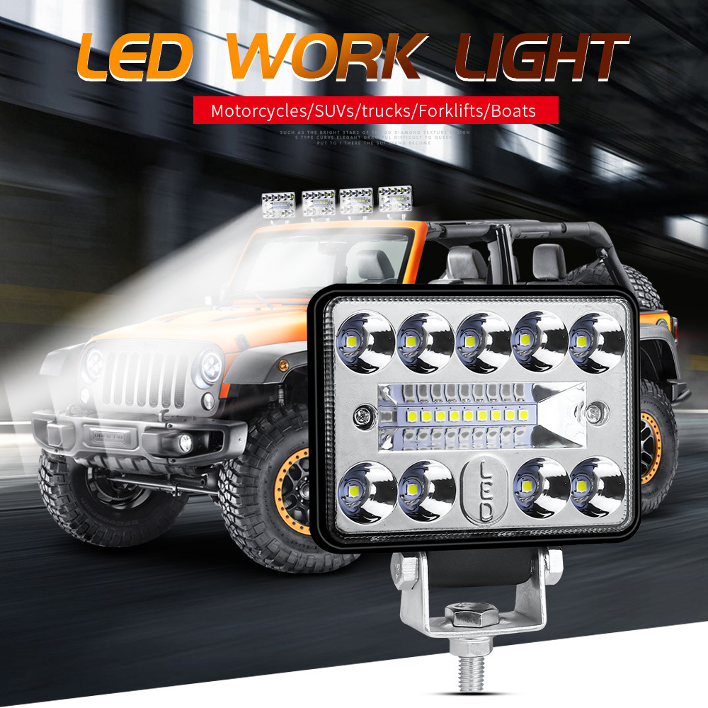3Inch 54W 18 led square work light for Automobiles, Motorcycles, Off-Road Vehicles, Trucks, Forklifts, ATVs, Construction Vehicles, Boats