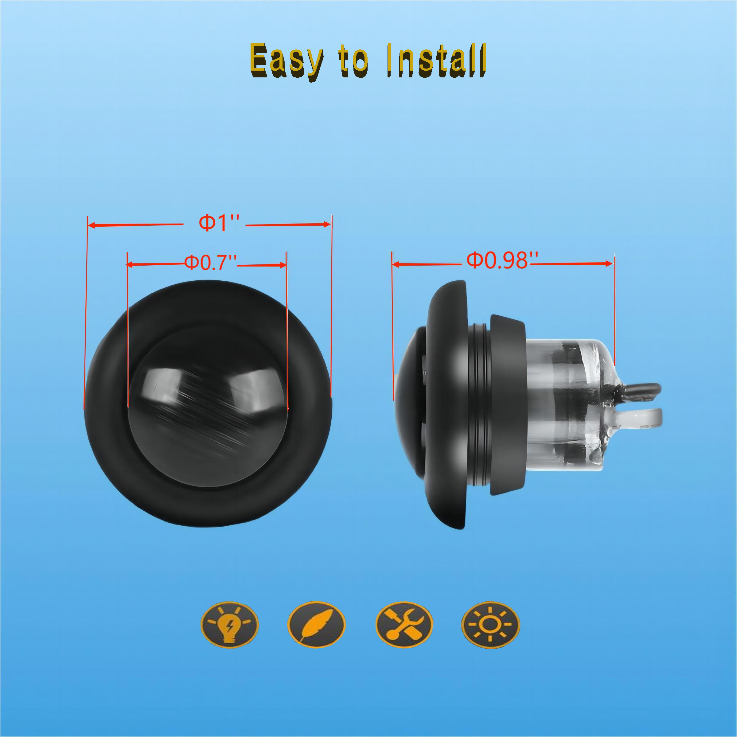 3/4" Smoked Mini Round Trailer Side Marker Indicator Lights Clearance Button Signal Lamps Universal for Trucks Lorry Boat Pickup Bus Caravan RV Waterproof Sealed Bulbs 12V DC