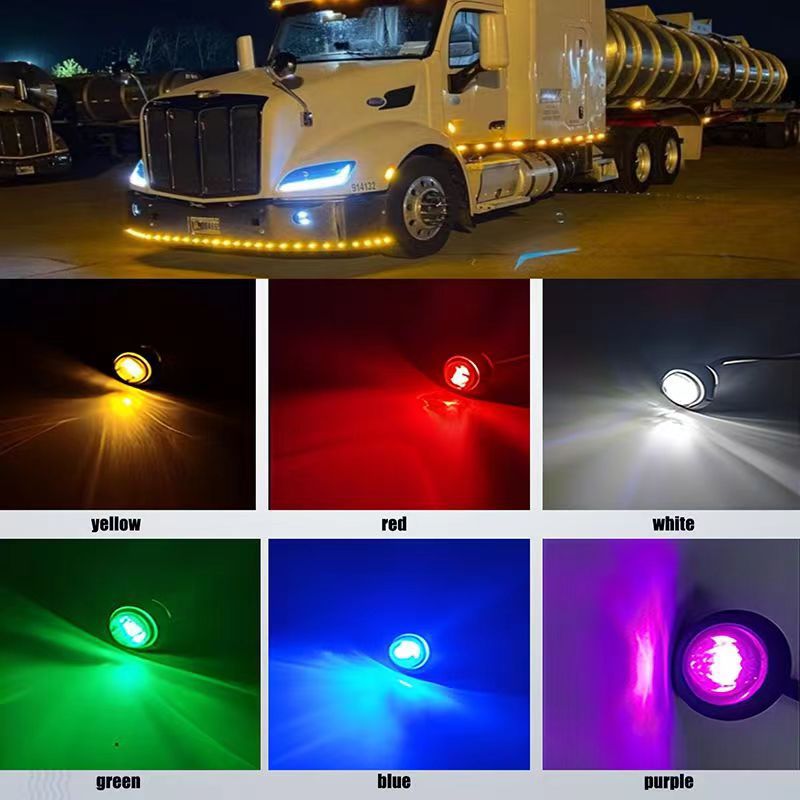 3/4" Smoked Mini Round Trailer Side Marker Indicator Lights Clearance Button Signal Lamps Universal for Trucks Lorry Boat Pickup Bus Caravan RV Waterproof Sealed Bulbs 12V DC