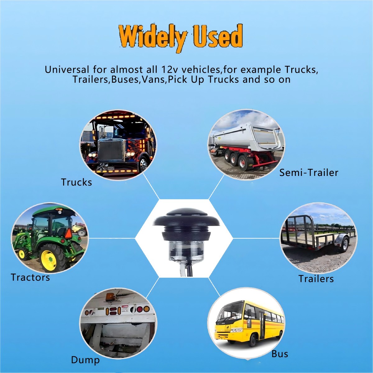 3/4" Smoked Mini Round Trailer Side Marker Indicator Lights Clearance Button Signal Lamps Universal for Trucks Lorry Boat Pickup Bus Caravan RV Waterproof Sealed Bulbs 12V DC