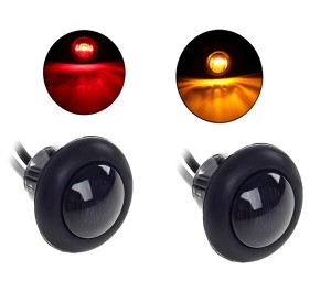 3/4" Smoked Mini Round Trailer Side Marker Indicator Lights Clearance Button Signal Lamps Universal for Trucks Lorry Boat Pickup Bus Caravan RV Waterproof Sealed Bulbs 12V DC