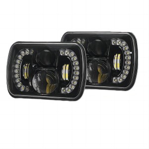 60W Rectangle H6054 LED 7x6 drl  Headlamp Hi/Low Sealed Beam Amber Turn Signal H4 Plug H5054 5X7 Headlight