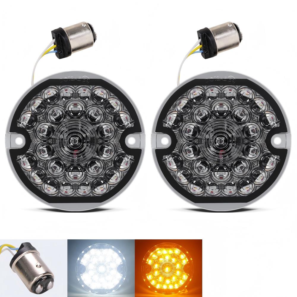 3 1/4″ LED Motorcycle Amber Turn Signal Lights for Motorcycle Road Glide Road King Softail Ultra Classic Ultra Limited Electra Glide Front Rear Indicators with DRL