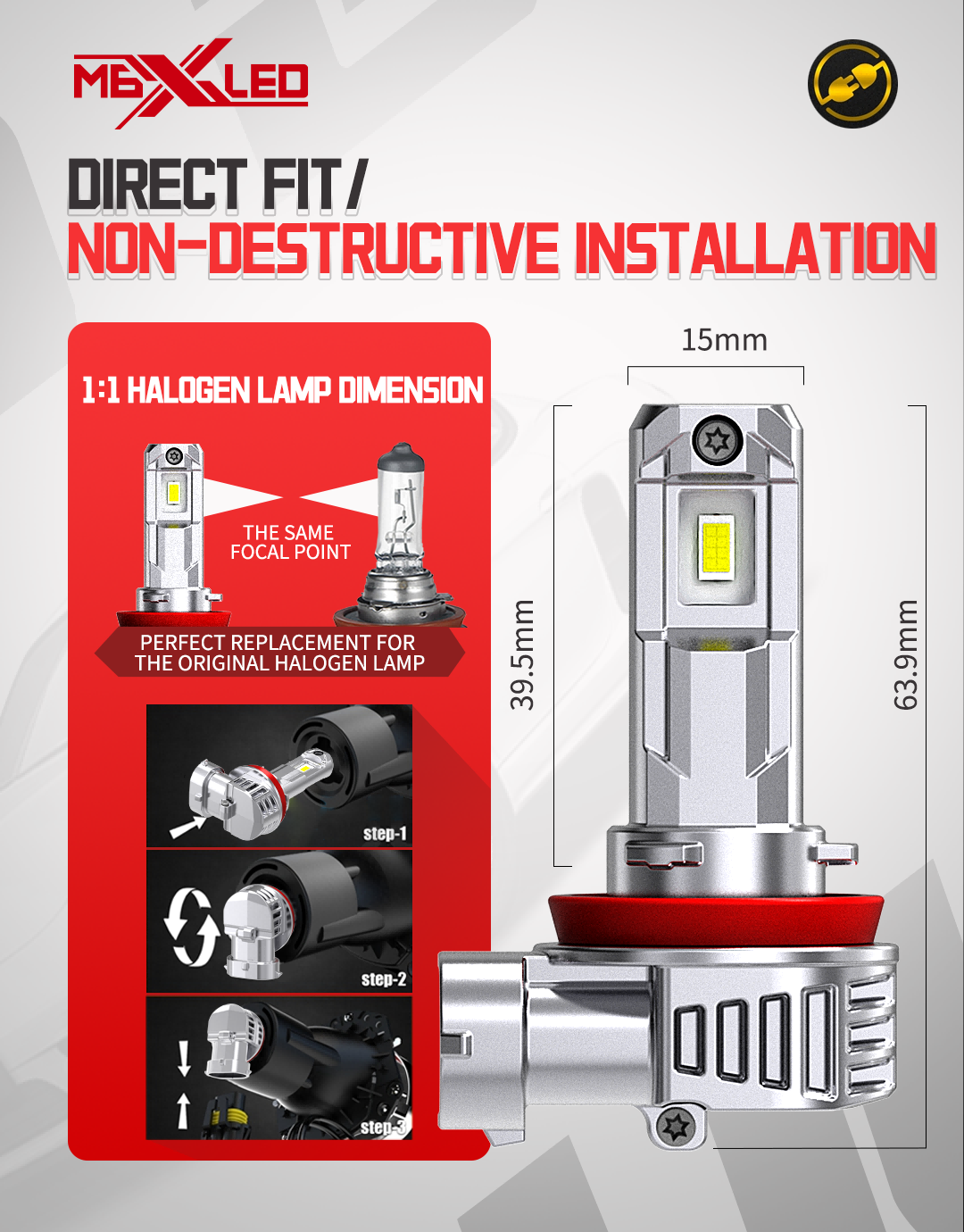 40W 5000 LM Ultra-Bright 6500K Bulbs Plug and Play Headlight BulbS