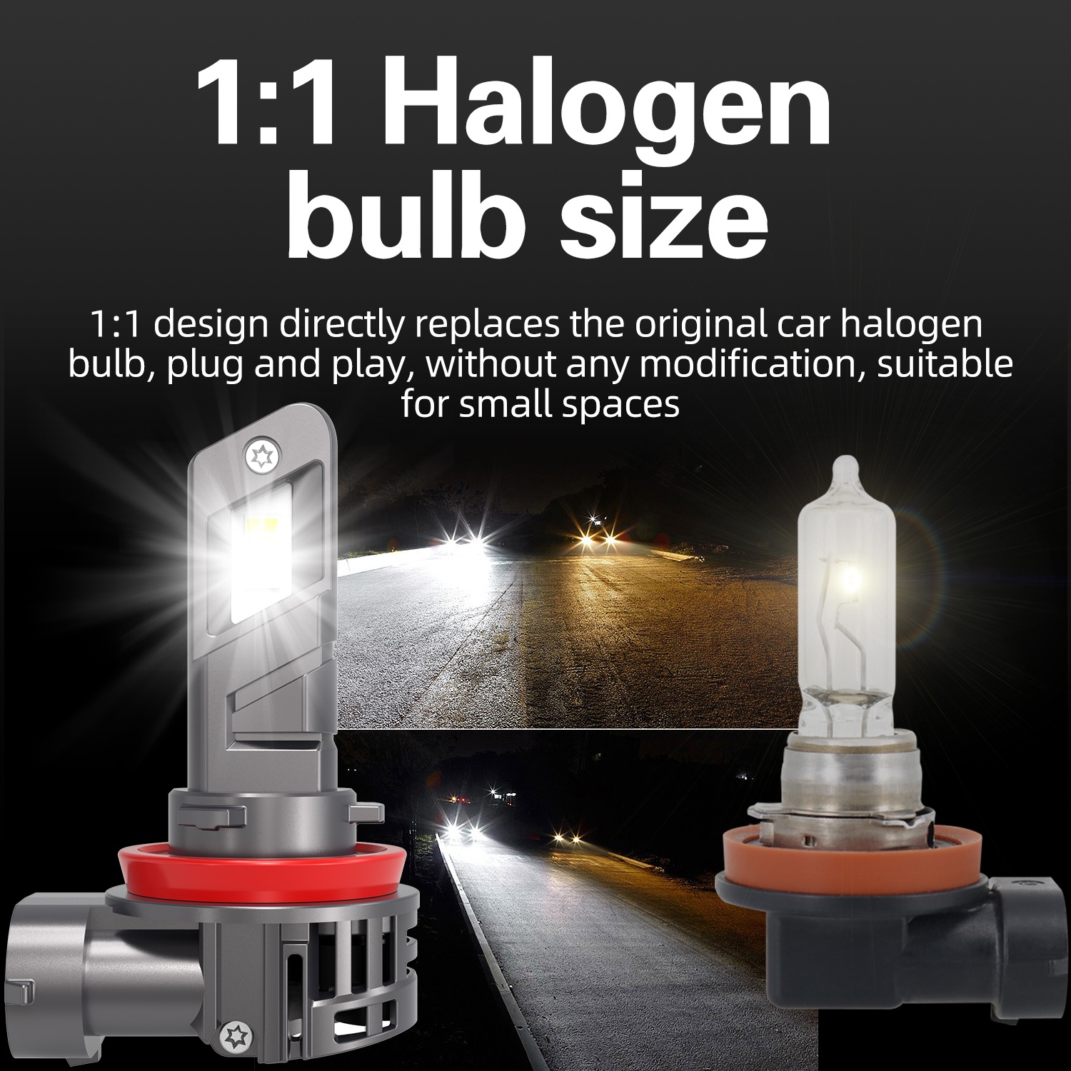 50W 5000 LM Ultra-Bright 6500K Bulbs with Cooling Fan Plug and Play Headlight BulbS